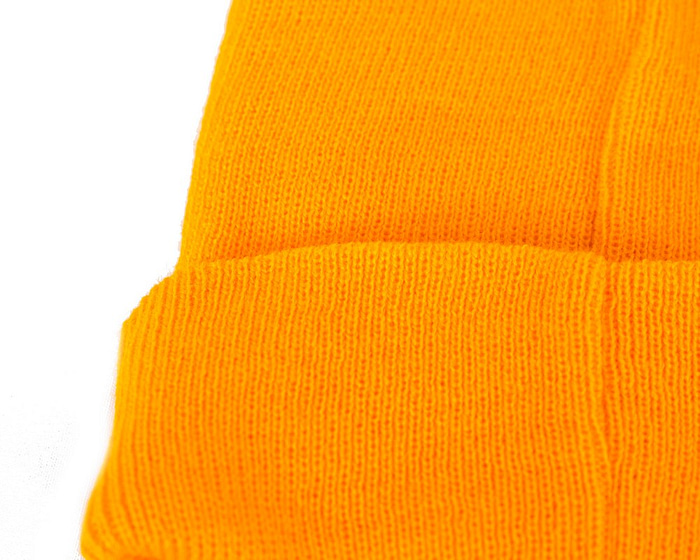 Woolen yellow beanie ski hat - Fascinators.com.au