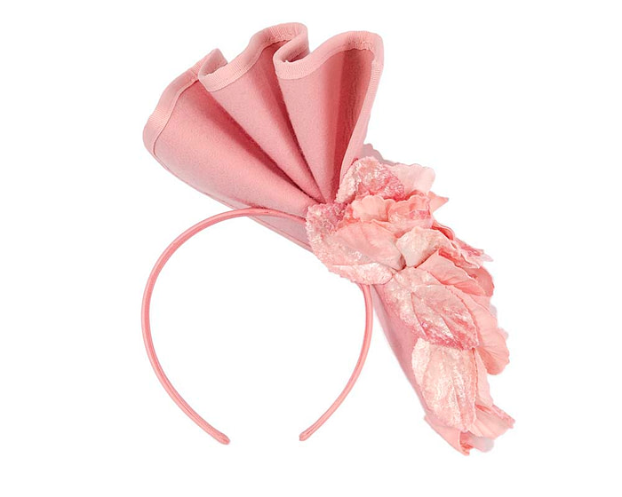 Pink Fillies Collection winter racing fascinator with flowers - Fascinators.com.au
