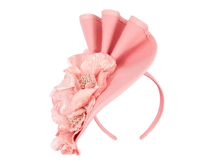 Pink Fillies Collection winter racing fascinator with flowers - Fascinators.com.au