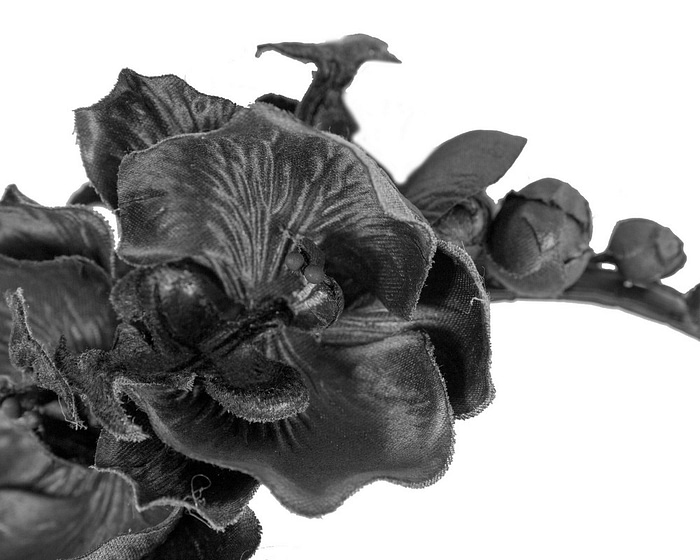Black orchid flower fascinator - Fascinators.com.au