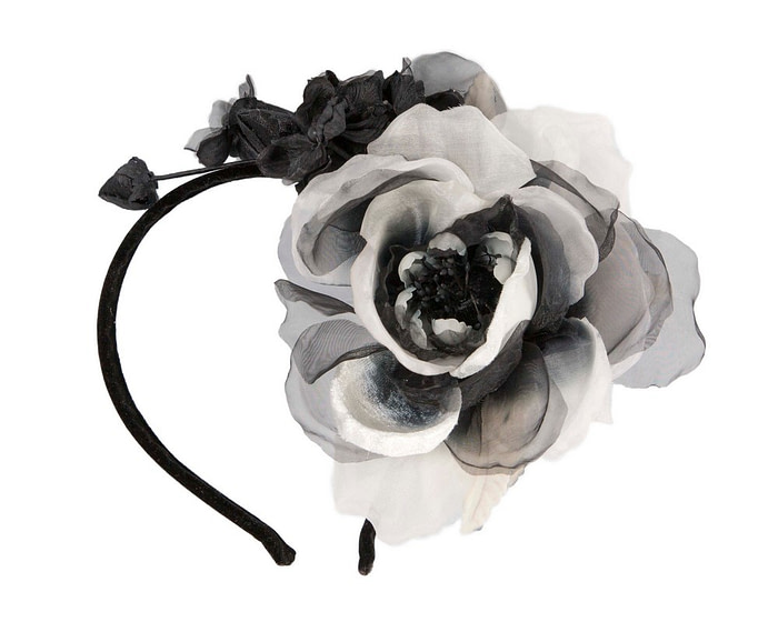 Black & white flower headband by Max Alexander - Fascinators.com.au