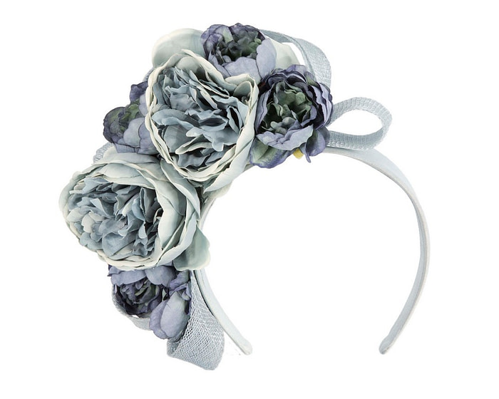 Large blue flower fascinator headband by Max Alexander - Fascinators.com.au