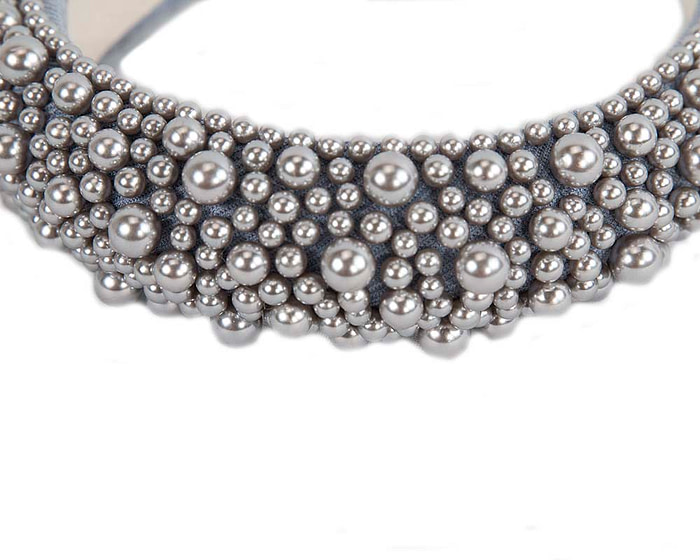 Silver pearls fascinator headband - Fascinators.com.au