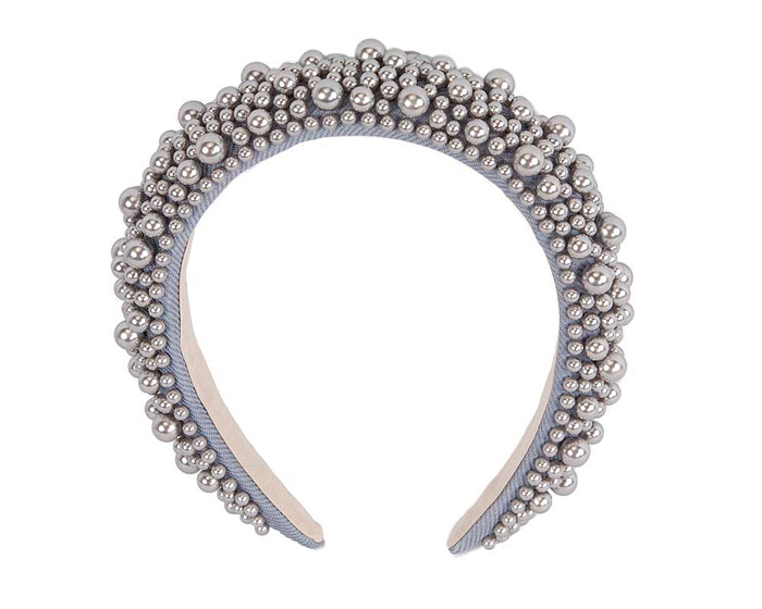 Silver pearls fascinator headband - Fascinators.com.au