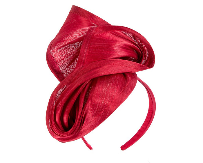 Red silk abaca fascinator by Fillies Collection - Fascinators.com.au