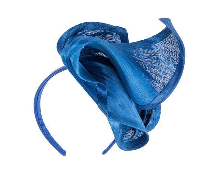 Royal blue silk abaca fascinator by Fillies Collection - Fascinators.com.au