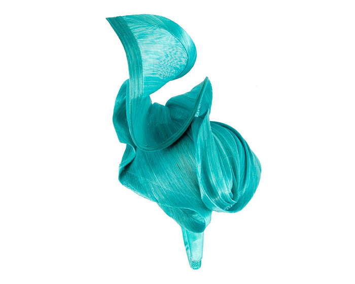 Turquoise silk abaca fascinator by Fillies Collection - Fascinators.com.au