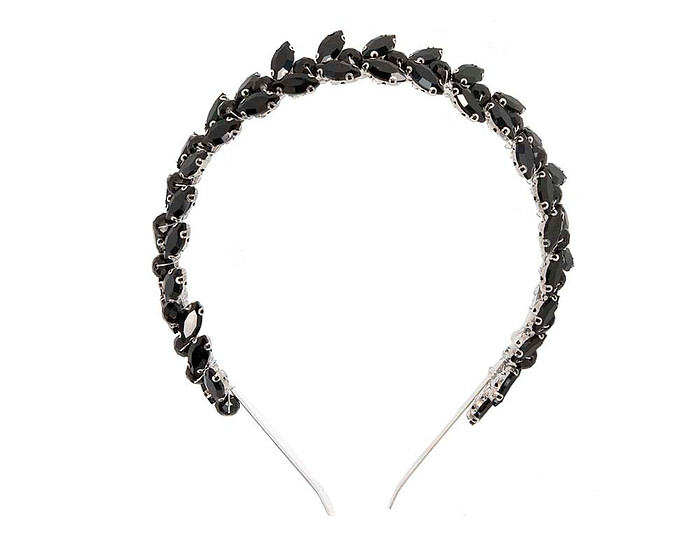 Petite black crystal fascinator headband - Fascinators.com.au