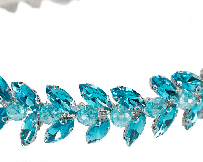 Petite turquoise crystal fascinator headband - Fascinators.com.au