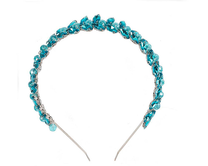 Petite turquoise crystal fascinator headband - Fascinators.com.au
