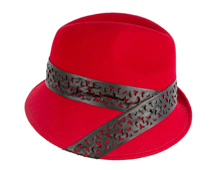 Red felt trilby hat - Fascinators.com.au