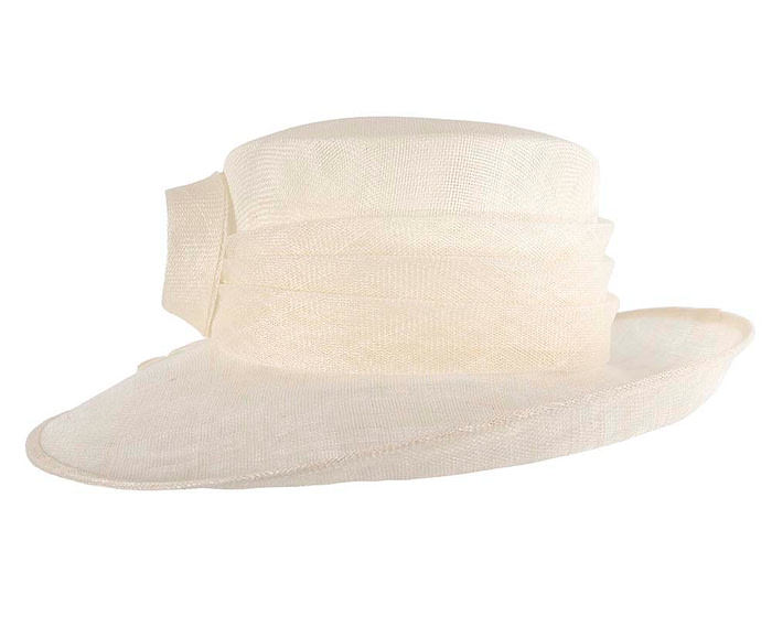 Large cream sinamay hat by Max Alexander - Fascinators.com.au