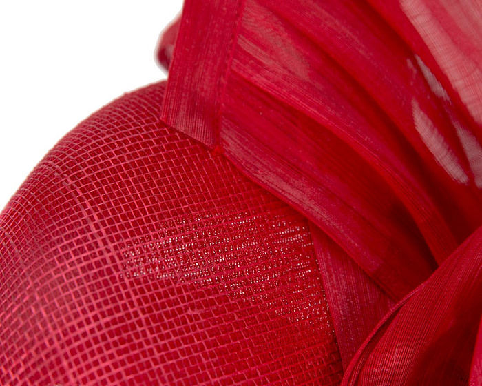 Red pillbox with silk abaca bow - Fascinators.com.au