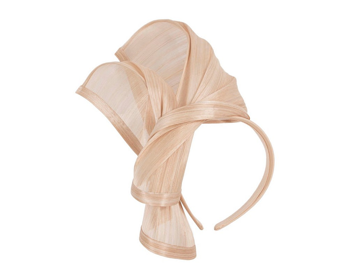 Twisted nude silk abaca fascinator by Fillies Collection - Fascinators.com.au