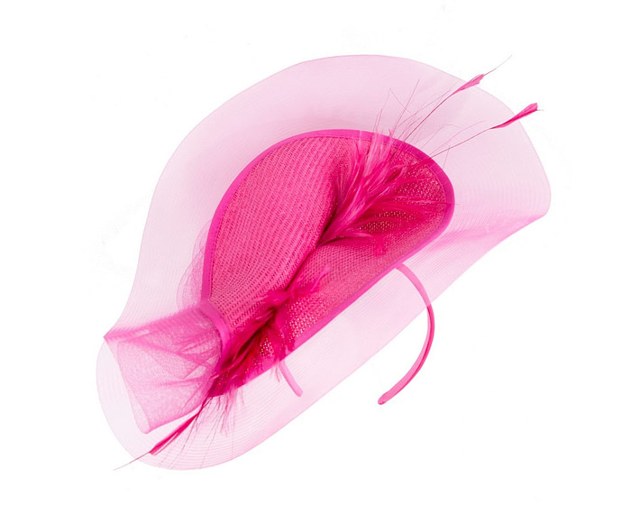Large fuchsia fascinator with feathers by Fillies Collection - Fascinators.com.au