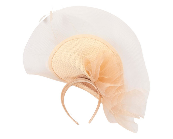 Large nude fascinator with feathers by Fillies Collection - Fascinators.com.au