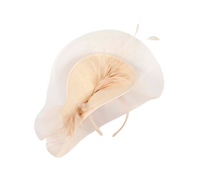 Large nude fascinator with feathers by Fillies Collection - Fascinators.com.au