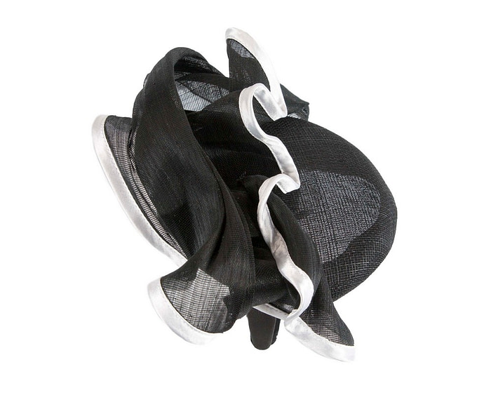Black & white pillbox with wave by Fillies Collection - Fascinators.com.au