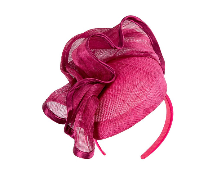 Fuchsia pillbox with wave by Fillies Collection - Fascinators.com.au