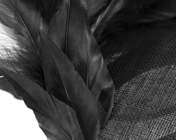 Black spring racing fascinator with feathers - Fascinators.com.au