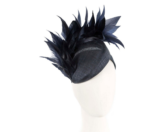 Navy spring racing fascinator with feathers - Fascinators.com.au