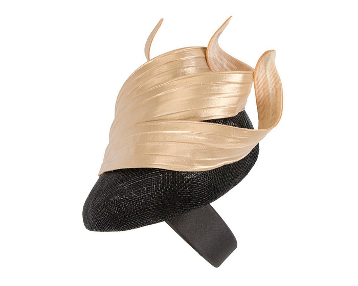 Black & gold pillbox spring racing fascinator by Fillies Collection - Fascinators.com.au