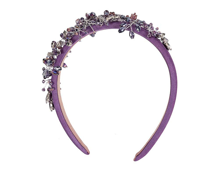 Purple crystal headband fascinator - Fascinators.com.au