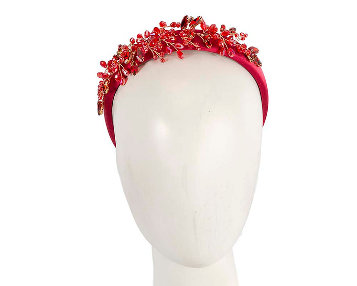 Red crystal headband fascinator - Fascinators.com.au