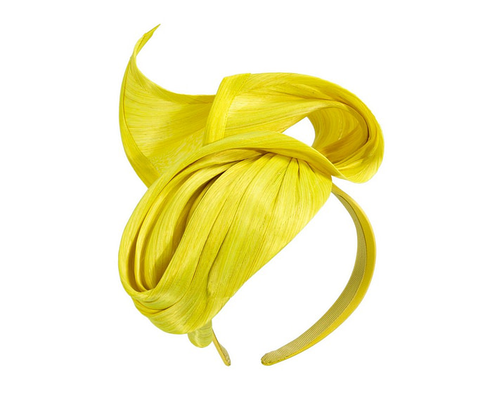 Fluro yellow silk abaca fascinator by Fillies Collection - Fascinators.com.au