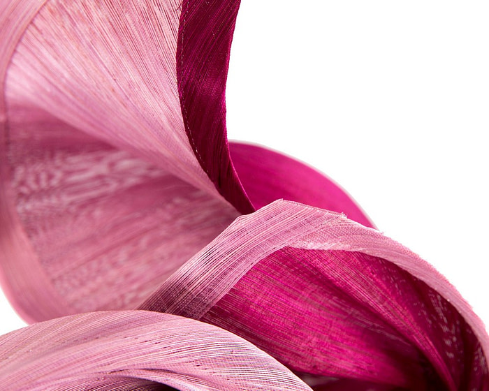Pink & burgundy silk abaca fascinator by Fillies Collection - Fascinators.com.au