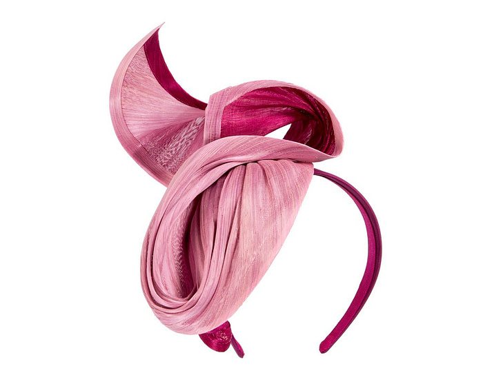 Pink & burgundy silk abaca fascinator by Fillies Collection - Fascinators.com.au