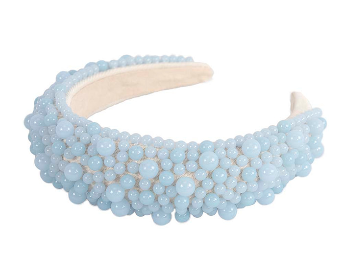 Light blue pearls fascinator headband - Fascinators.com.au