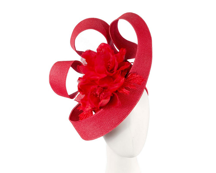 Large red fascinator with flower by Fillies Collection - Fascinators.com.au