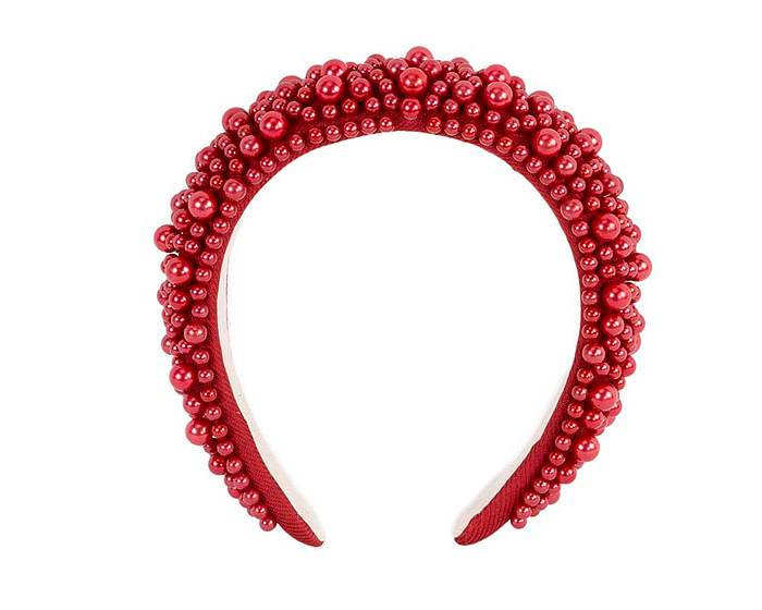 Red pearls fascinator headband - Fascinators.com.au