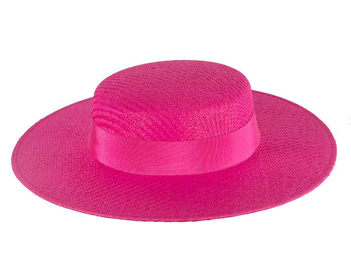 Fuchsia boater hat by Max Alexander - Fascinators.com.au