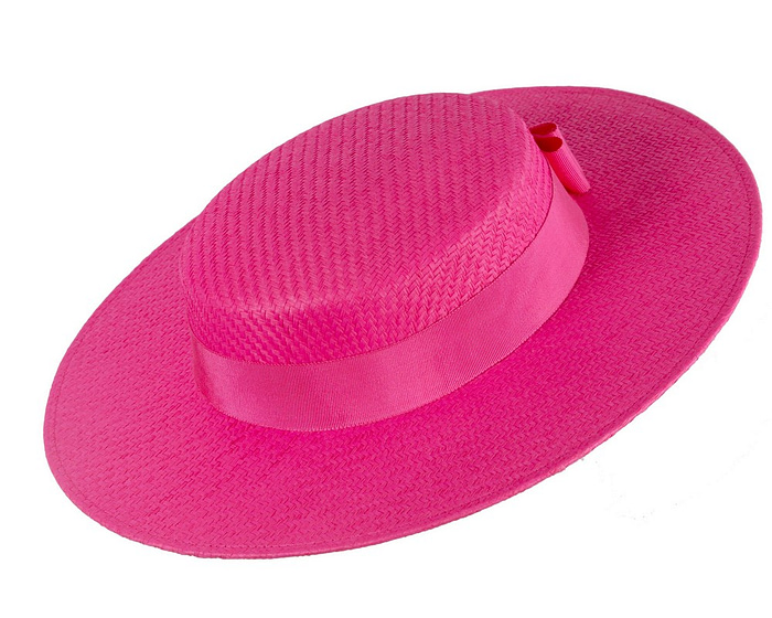 Fuchsia boater hat by Max Alexander - Fascinators.com.au