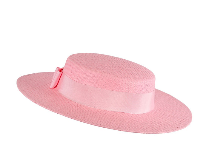 Pink boater hat by Max Alexander - Fascinators.com.au
