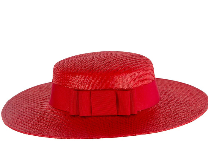 Red boater hat by Max Alexander - Fascinators.com.au