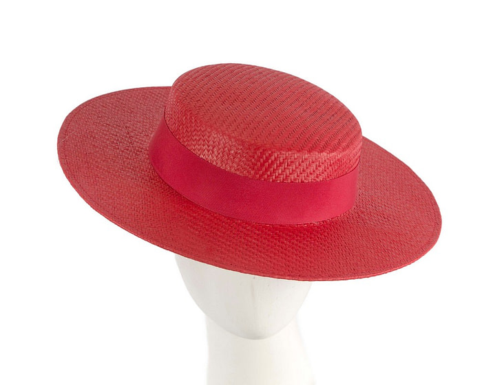 Red boater hat by Max Alexander - Fascinators.com.au