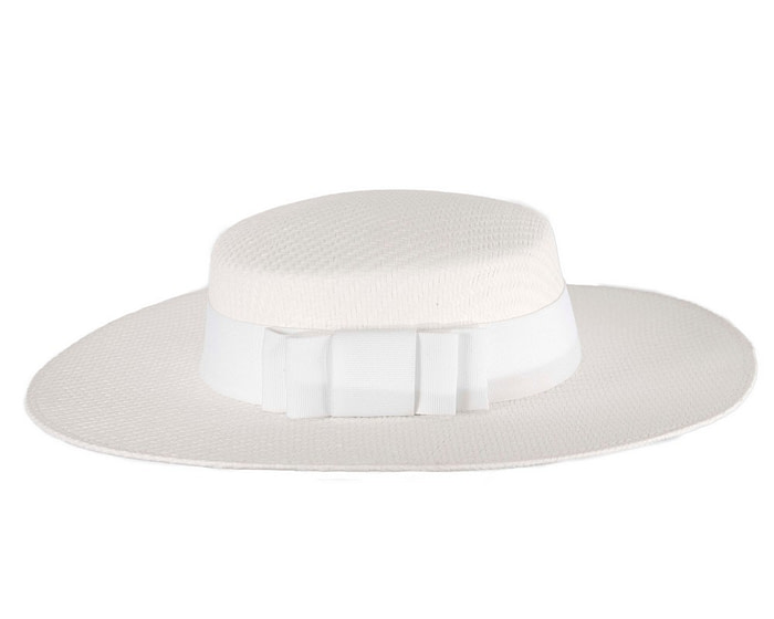 White boater hat by Max Alexander - Fascinators.com.au