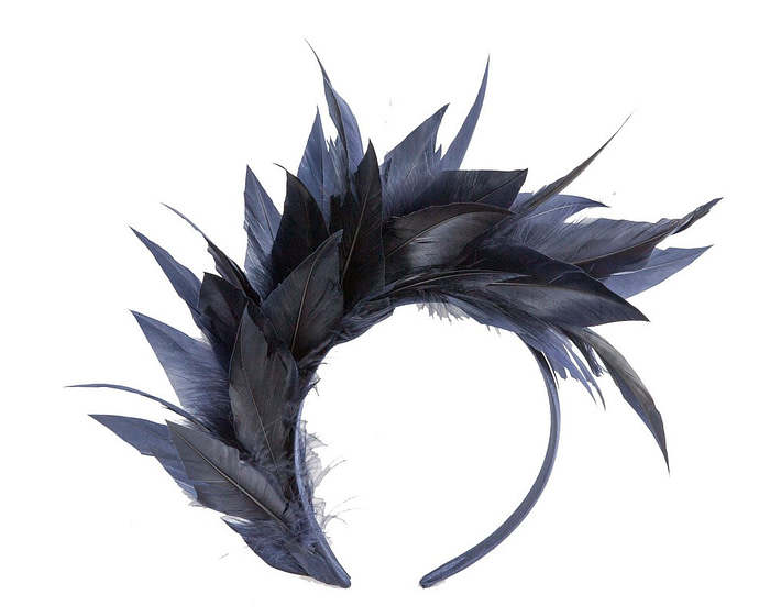 Navy feather fascinator headband by Max Alexander - Fascinators.com.au
