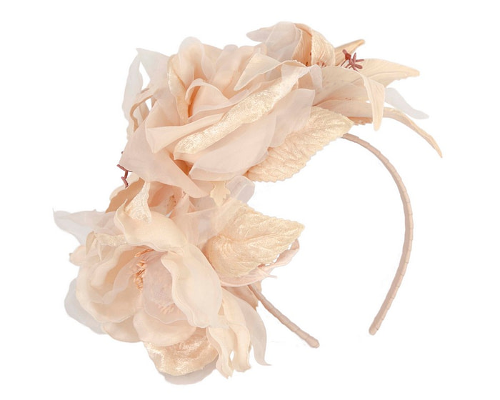 Large nude flower fascinator headband - Fascinators.com.au