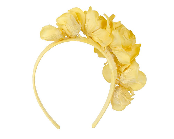 Elegant yellow flower headband by Max Alexander - Fascinators.com.au