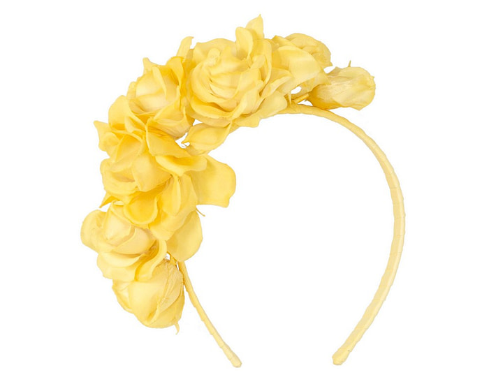 Elegant yellow flower headband by Max Alexander - Fascinators.com.au