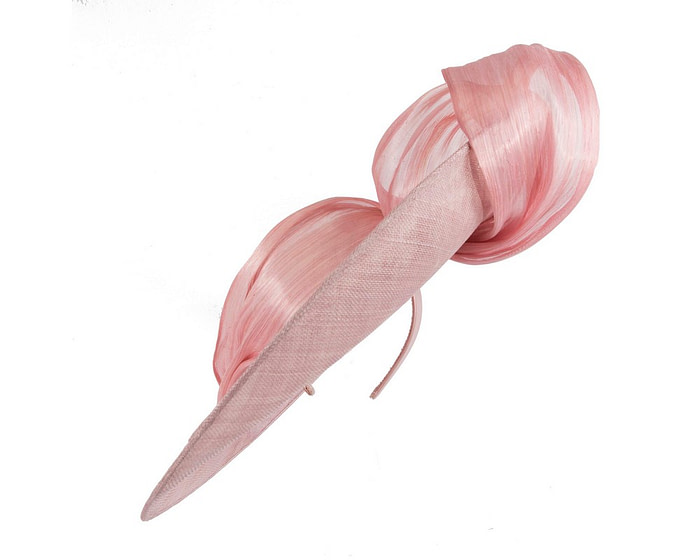 Wide brim dusty pink sinamay racing hat by Fillies Collection - Fascinators.com.au