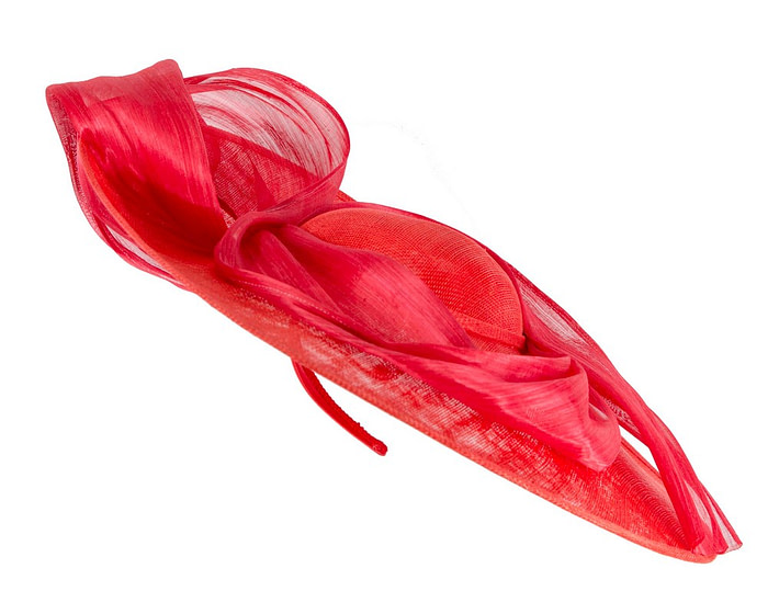 Wide brim red sinamay racing hat by Fillies Collection - Fascinators.com.au