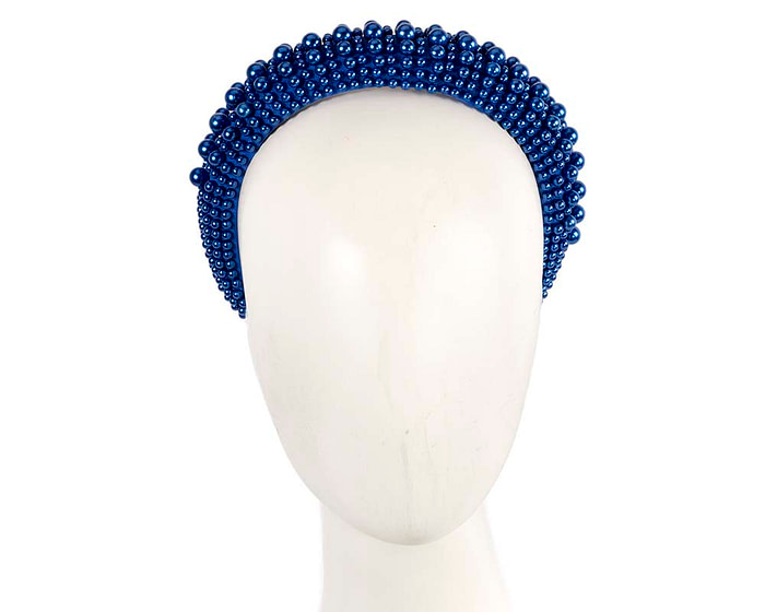 Royal blue pearls fascinator headband - Fascinators.com.au