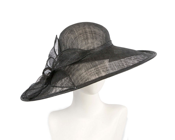 Large black sinamay hat by Max Alexander - Fascinators.com.au