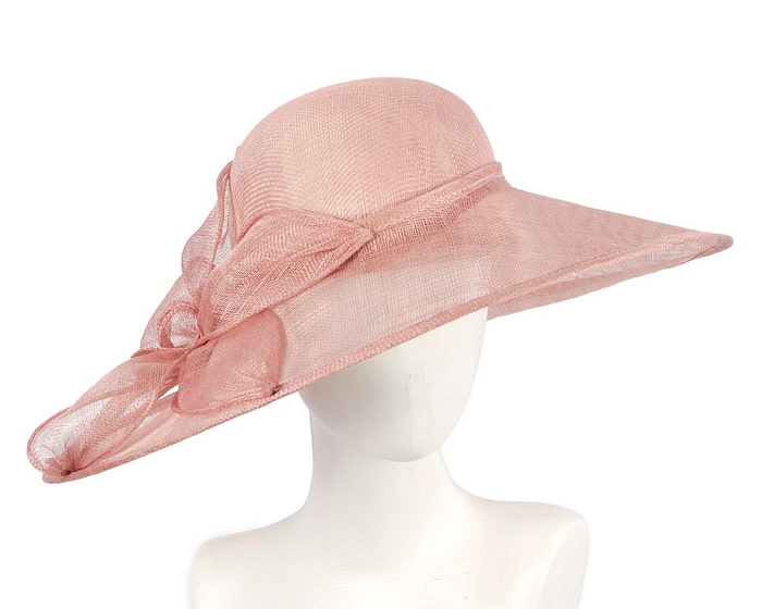 Large dusty pink sinamay hat by Max Alexander - Fascinators.com.au