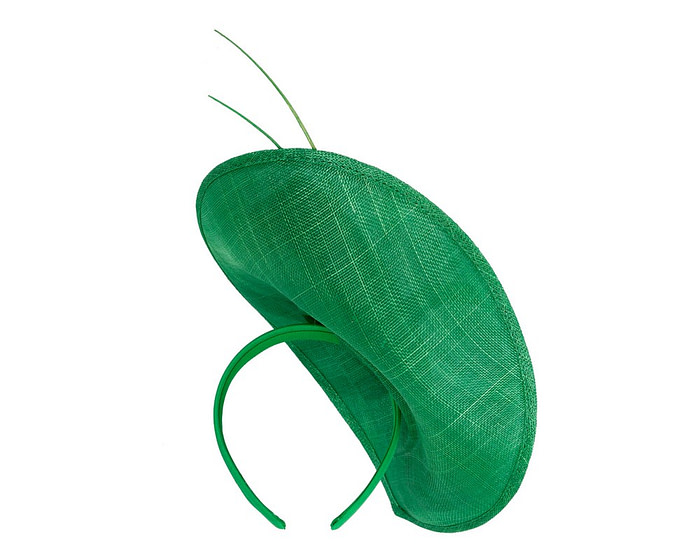Green fascinator with bow and feathers - Fascinators.com.au